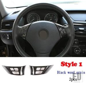 BMW 1シリーズ 3シリーズ E87 E90 E92 2004-2012 ABS ステアリングホイール装飾カバートリムフレームステッカーインテリアアクセサリー - Style1Blackwoodgrain