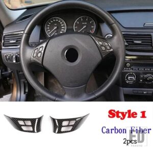 BMW 1シリーズ 3シリーズ E87 E90 E92 2004-2012 ABS ステアリングホイール装飾カバートリムフレームステッカーインテリアアクセサリー - style 1 Carbon fiber