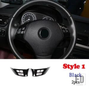 BMW 1シリーズ 3シリーズ E87 E90 E92 2004-2012 ABS ステアリングホイール装飾カバートリムフレームステッカーインテリアアクセサリー - style 1 Black