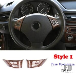 BMW 1シリーズ 3シリーズ E87 E90 E92 2004-2012 ABS ステアリングホイール装飾カバートリムフレームステッカーインテリアアクセサリー - Style1PineWoodGrain