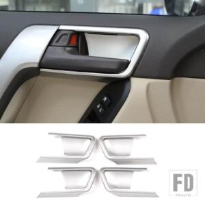 トヨタ ランドクルーザープラド FJ150 150 14-18 ABS マットブラック車内ドアボウルカバー装飾ステッカーアクセサリー - Silver