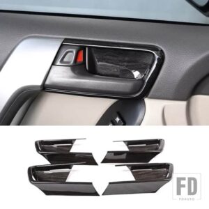 トヨタ ランドクルーザープラド FJ150 150 14-18 ABS マットブラック車内ドアボウルカバー装飾ステッカーアクセサリー - Black Wood Grain