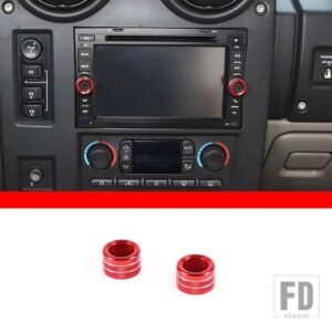 2003-2007 ハマー H2 合金赤ボリュームメディア調整ノブリングカバーステッカーカーインテリアアクセサリー - Red
