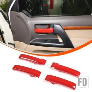 トヨタ ABS カーボンスタイルインテリアドアグラブハンドルトリムアクセサリーカバー ランドクルーザー 200 LC200 2008-2021 - Red