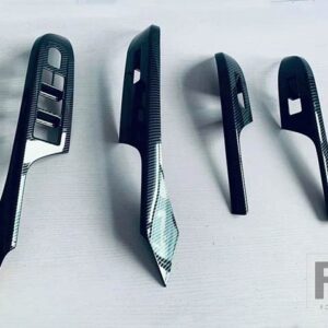 スズキ スイフト ZC ZD 2024 2025 カーアクセサリーカーボンスタイルドア窓アームレストカバースイッチパネルトリムモールディングガーニッシュ - Black Carbon