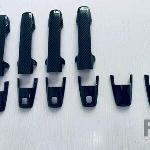 スズキ スペーシアカスタム MK54S MK94S 2024 2025 ABS クロームドアハンドルカバースマートキー穴キャッチキャップトリムモールド - carbon fiber style