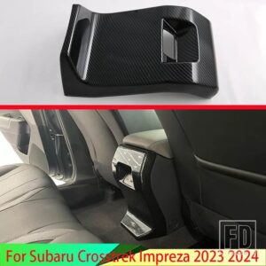 スバル CROSSTREK インプレッサ 2023 2024 カーアクセサリーカーボンスタイルメッキアームレストボックスリアエアベントフレームトリムカバー - Silver