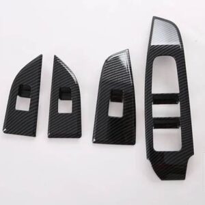 日産 キャシュカイ J12 2022 2023 2024 カーアクセサリーカーボンスタイルドア窓アームレストカバースイッチパネルトリムモールディング - Carbon Fiber Style