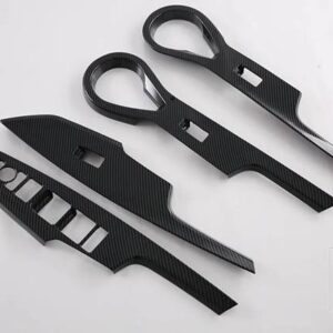 トヨタ VIOS 2023 2024 カーアクセサリーカーボンスタイルドア窓アームレストカバースイッチパネルトリムモールディングガーニッシュ - Right Hand Drive