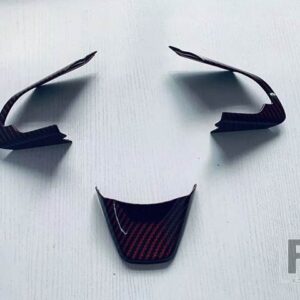 スズキ スイフト ZC ZD 2024 2025 カーアクセサリー ABS クロームステアリングホイールパネルカバーベゼルトリムインサートバッジモールドガー - Red Carbon