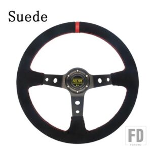 汎用 350 mmスエードステアリングホイール革ステアリングホイールドリフトレーシングタイプスエード/PVC スタイル - Suede-black red