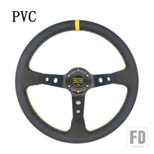 汎用 350 mmスエードステアリングホイール革ステアリングホイールドリフトレーシングタイプスエード/PVC スタイル - PVC-black yellow