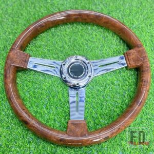 コピーウッドステアリングホイール 350 mmレーシングステアリングホイールクラシックドリフトレーシングステアリングホイールラリーカーアクセ - wood silver