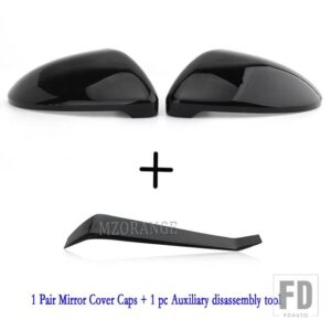 ゴルフ 7 MK7 7.5 GTI ミラーカバーカーボンサイドバックミラーカバーキャップトゥーランドアウイングハウジングアクセサリー - Black L and R