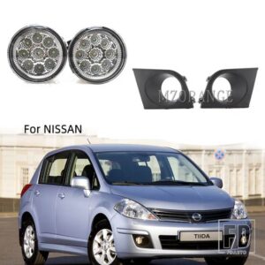 日産 フォグランプヘッドライト ティーダバーサ 2007-2010 2011 LED ハロゲンフォグライトフレーム配線グリルハーネススイッチアクセサリー - LED and covers