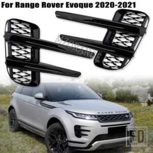 レンジローバー ランドローバー EVOQUE 2019-21 フォグランプカバーグリルヘッドライトストリップトリムフォグランプグリルカーアクセサリー - Black-1 Pair
