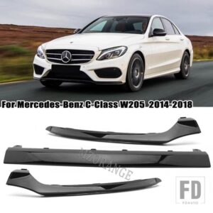 メルセデスベンツ Cクラス W205 2014-2018 C300 C400 C63 フロントバンパートリムストリップクロームモールドリップクロームトリム - 3pcs black