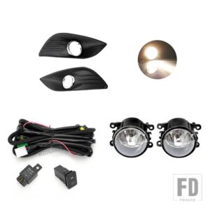 フォード フォグランプフォーカス 2 MK2 2009 2010 2011 LED ヘッドライトフォグランプカバーグリルクロームベゼルハーネススイッチキットアク - 1 set Halogen