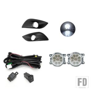 フォード フォグランプフォーカス 2 MK2 2009 2010 2011 LED ヘッドライトフォグランプカバーグリルクロームベゼルハーネススイッチキットアク - 1 set LED