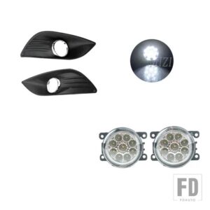 フォード フォグランプフォーカス 2 MK2 2009 2010 2011 LED ヘッドライトフォグランプカバーグリルクロームベゼルハーネススイッチキットアク - LED and covers