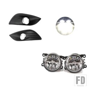 フォード フォグランプフォーカス 2 MK2 2009 2010 2011 LED ヘッドライトフォグランプカバーグリルクロームベゼルハーネススイッチキットアク - LED and covers4