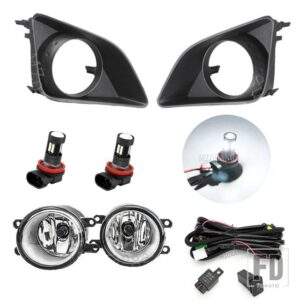 トヨタ フォグランプ LED カローラ 2007-2010 フォグランプクロームフォグライトカバーグリルベゼルケーブルスイッチヘッドライト H11 アクセサ - 1 Set LED E