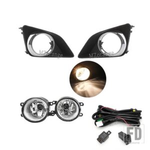 トヨタ フォグランプ LED カローラ 2007-2010 フォグランプクロームフォグライトカバーグリルベゼルケーブルスイッチヘッドライト H11 アクセサ - 1 Set Chrome