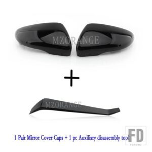 ゴルフ 6 MK6 GTI 2009-2014 サイドミラーキャップカバーバックミラーハウジングカバーケースツール黒アクセサリー - L and R Black