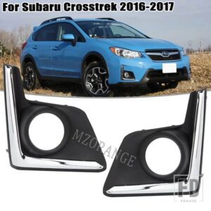 スバル フォグライトランプフレームカバー XV クロストレック 2016 2017 フロントバンパー FOGLIGHT フォグランプクロームトリムキャップフード - 1 Pair