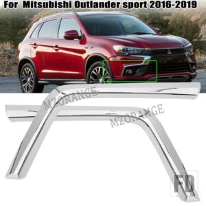 三菱 ASX RVR アウトランダースポーツ 2016-2019 フロントバンパートリムヘッドライトアンダークロームストリップフォグライトカバーアクセサリ - pair down