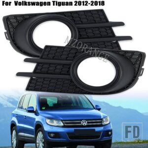 VW Vティグアン 2012-2017 2018 フォグライトカバーフロントバンパーフォグランプフレームベゼル黒リングカーアクセサリー EU バージョン - 1 Pair