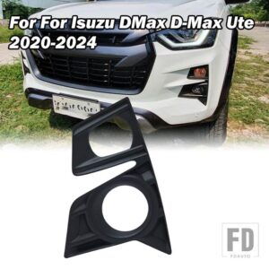 いすゞ D-MAX DMAX 2021-23 フロントフォグライトランプカバートリムヘッドライトカバーフレーム穴黒アクセサリー - Left
