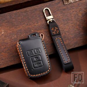 トヨタ プリウス CHR アイゴカローラヤリス RAV4 カムリランドクルーザーハイランダープラドオーリスアバロン革キー FOB ケースカバー - 4 bottons-black