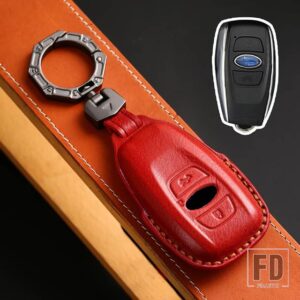 スバル 3 4ボタン 革キー FOB ケースカバー BRZ フォレスターレガシィアウトバック WRX STI インプレッサ XV CROSSTREK カーアクセサリー - 3 bottons-red