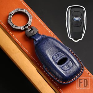 スバル 3 4ボタン 革キー FOB ケースカバー BRZ フォレスターレガシィアウトバック WRX STI インプレッサ XV CROSSTREK カーアクセサリー - 3 bottons-blue