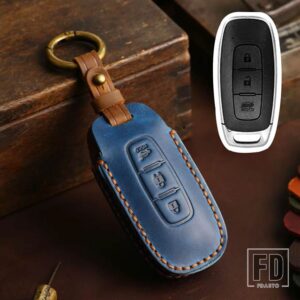 日産 エクストレイル T33 セレナルージュキックパスファインダーアリヤローグバーサ 2023 2022 2024 アクセサリー革キー FOB ケースカバー - B Blue
