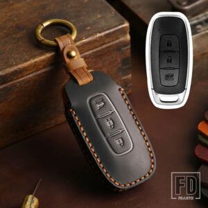 日産 エクストレイル T33 セレナルージュキックパスファインダーアリヤローグバーサ 2023 2022 2024 アクセサリー革キー FOB ケースカバー - B Black