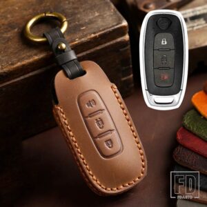 日産 エクストレイル T33 セレナルージュキックパスファインダーアリヤローグバーサ 2023 2022 2024 アクセサリー革キー FOB ケースカバー - C Brown