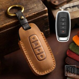 日産 エクストレイル T33 セレナルージュキックパスファインダーアリヤローグバーサ 2023 2022 2024 アクセサリー革キー FOB ケースカバー - D Brown