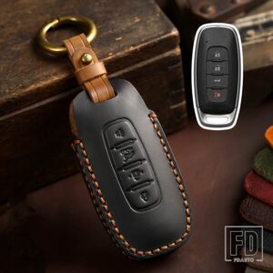 日産 エクストレイル T33 セレナルージュキックパスファインダーアリヤローグバーサ 2023 2022 2024 アクセサリー革キー FOB ケースカバー - D Black