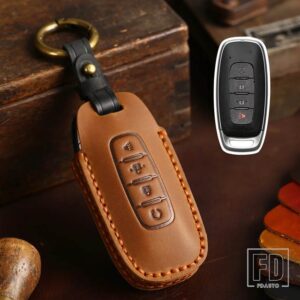 日産 エクストレイル T33 セレナルージュキックパスファインダーアリヤローグバーサ 2023 2022 2024 アクセサリー革キー FOB ケースカバー - E-brown