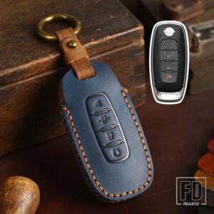 日産 エクストレイル T33 セレナルージュキックパスファインダーアリヤローグバーサ 2023 2022 2024 アクセサリー革キー FOB ケースカバー - E-blue