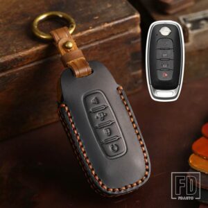日産 エクストレイル T33 セレナルージュキックパスファインダーアリヤローグバーサ 2023 2022 2024 アクセサリー革キー FOB ケースカバー - E-black