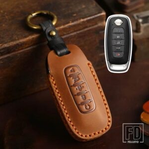 日産 エクストレイル T33 セレナルージュキックパスファインダーアリヤローグバーサ 2023 2022 2024 アクセサリー革キー FOB ケースカバー - F-brown