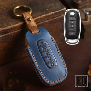 日産 エクストレイル T33 セレナルージュキックパスファインダーアリヤローグバーサ 2023 2022 2024 アクセサリー革キー FOB ケースカバー - F-blue