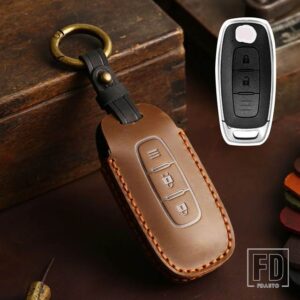 日産 エクストレイル T33 セレナルージュキックパスファインダーアリヤローグバーサ 2023 2022 2024 アクセサリー革キー FOB ケースカバー - A Brown
