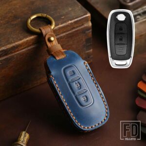日産 エクストレイル T33 セレナルージュキックパスファインダーアリヤローグバーサ 2023 2022 2024 アクセサリー革キー FOB ケースカバー - A Blue