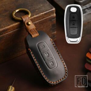 日産 エクストレイル T33 セレナルージュキックパスファインダーアリヤローグバーサ 2023 2022 2024 アクセサリー革キー FOB ケースカバー - A Black
