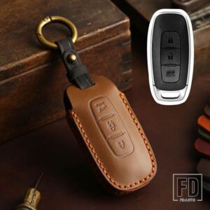 日産 エクストレイル T33 セレナルージュキックパスファインダーアリヤローグバーサ 2023 2022 2024 アクセサリー革キー FOB ケースカバー - B Brown