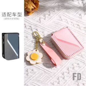LEATEHR キー FOB ケースカバー LYNK CO 05 LYNKCO 09 LYNK CO 01 06 2020-22 カーアクセサリー - Pink